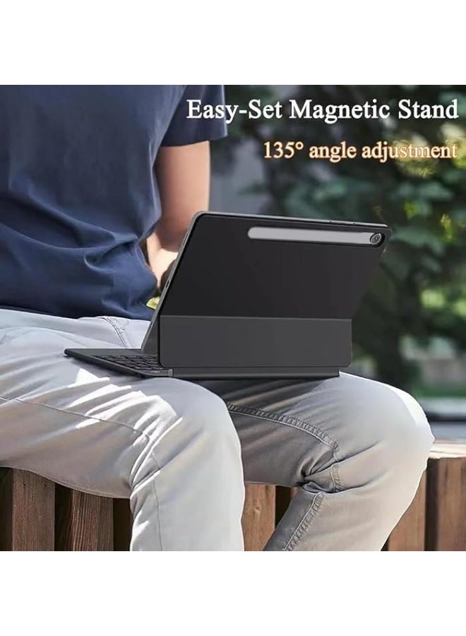 Keyboard Case Compatible with Samsung Galaxy Tab | Multi-Touch Trackpad, Pen Slot, Backlit Keys | Smart Arabic-English Keyboard with Magnetic Stand (SAMSUNG TAB S7-S8) - Image 5