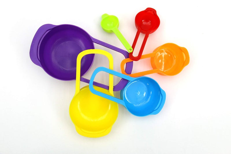 Freshome Plastic Premium Baking & Metric Food Measurement Preparation Measure Measuring Spoon and Cup Set, Set of 6-Pieces-Multi Color (7.5ml,15ml,60ml,86ml,125ml,260ml) - Image 2