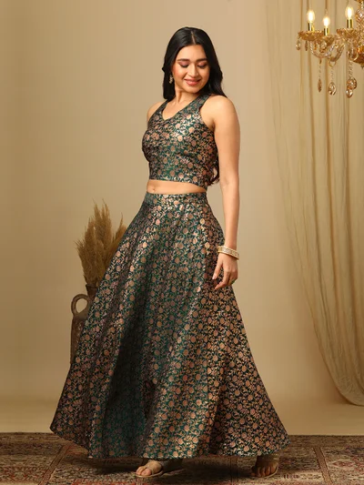 globus Women Printed Sleeveless Top & Skirt Co-Ords