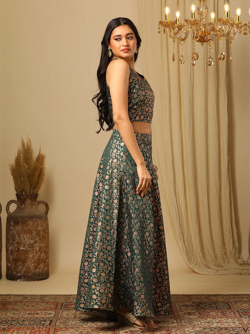 globus Women Printed Sleeveless Top & Skirt Co-Ords