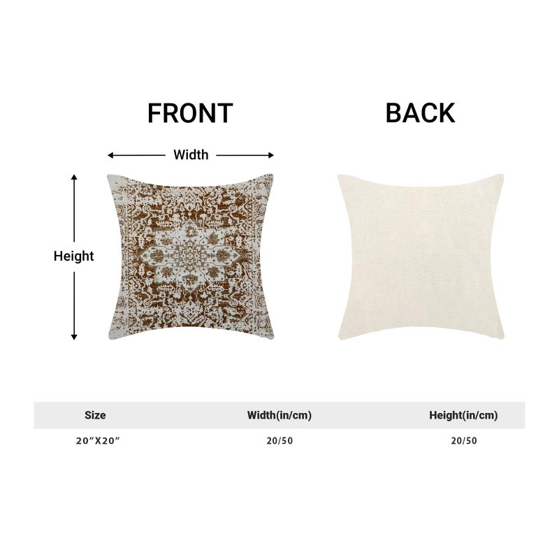 AEIOAE Boho Pillow Covers 20x20 Inch Set of 2 Brown Beige Carpet Pattern Throw Pillows Case Ethnic Design Retro Outdoor Decorative Square Linen Farmhouse Decor Cushion Covers for Home Sofa Couch - Image 5
