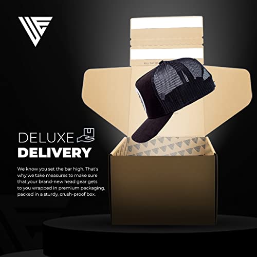 Urban Effort Mesh Back Cap - for Men and Women Baseball Hat 5-Panel Trucker Hat - Great Snapback Closure for Hunting & Hiking (Curved Trucker, Black + White Patch) - Image 5