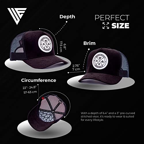 Urban Effort Mesh Back Cap - for Men and Women Baseball Hat 5-Panel Trucker Hat - Great Snapback Closure for Hunting & Hiking (Curved Trucker, Black + White Patch) - Image 4