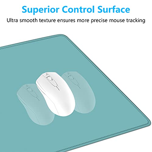 Dapesuom Large Gaming Mouse Pad, Extended Mouse Mat with Stitched Edges, Full Size Keyboard Pad with Non-Slip Base, Big XXL Computer Desk Mats for Gamer, Laptop, Office, 31.5 x 15.7in, Green - Image 3
