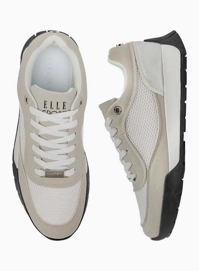ELLE Women's Logo Detail Sneakers with Lace-Up Closure  - Image 1