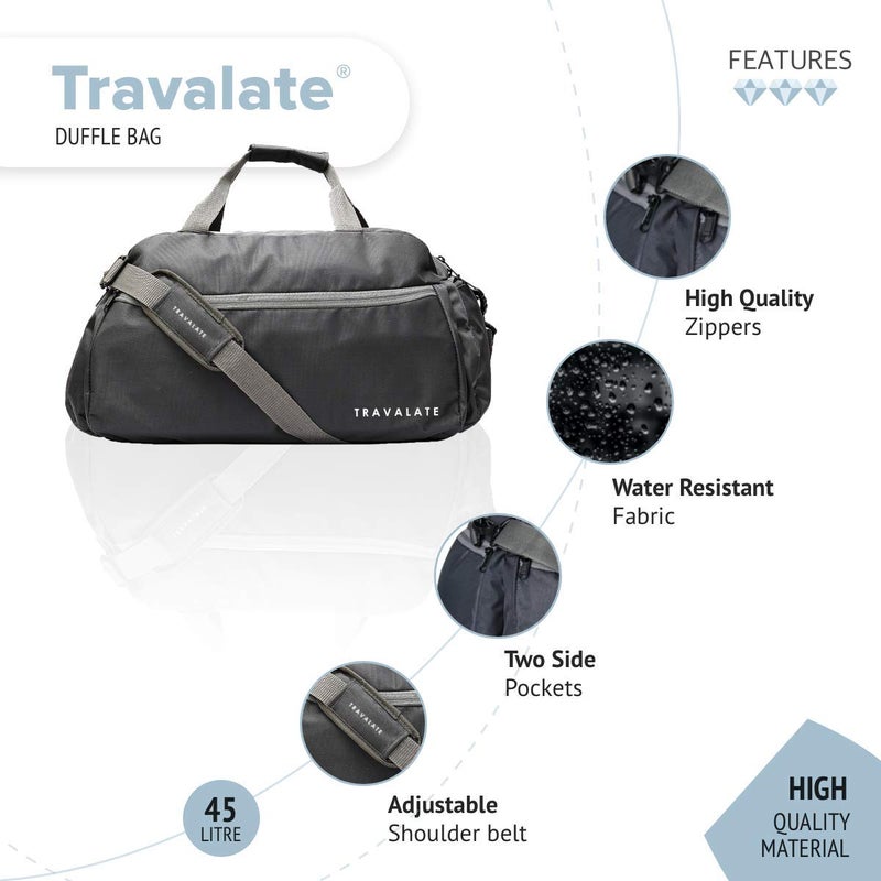TRAVALATE Polyester 45 L Multi Pocket Ultra Light Travel Duffle Bag Organizer for Men and Women (Grey, 20 X 18 X 11 Inch) - Image 3