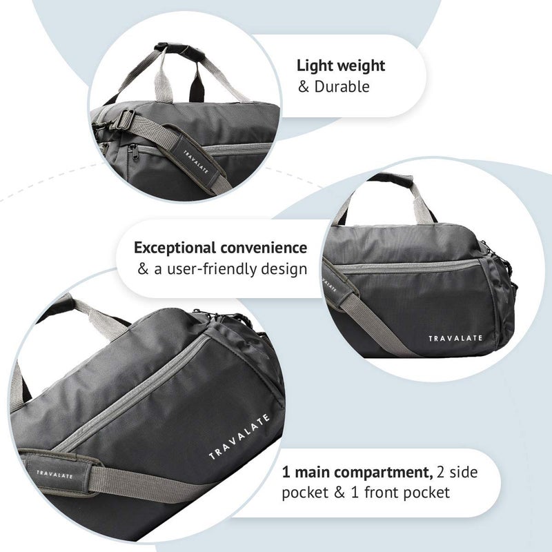 TRAVALATE Polyester 45 L Multi Pocket Ultra Light Travel Duffle Bag Organizer for Men and Women (Grey, 20 X 18 X 11 Inch) - Image 4