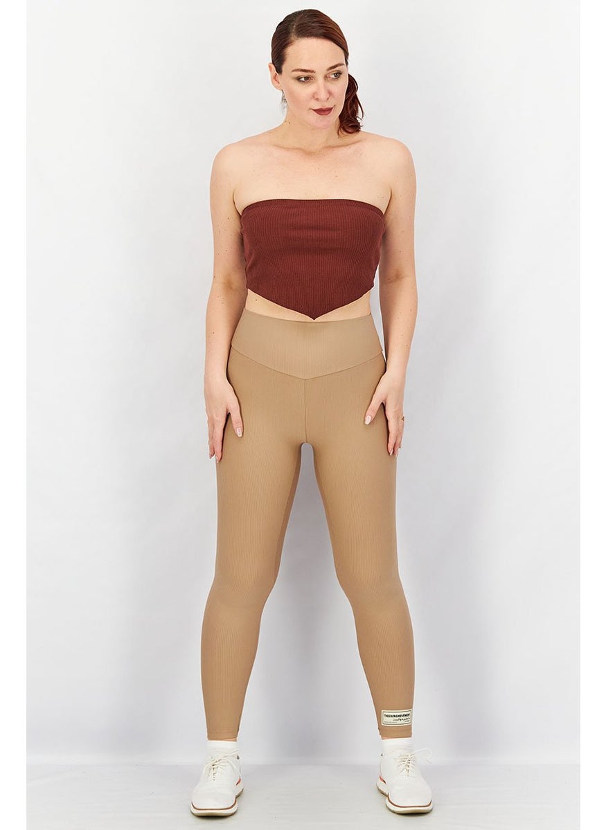 Asos Design - Women Straight Across Strapless Ribbed Tube Top, Brown - Image 1