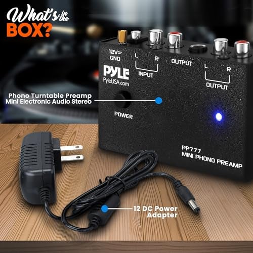 Pyle مضخم صوت فونو ميني من بايل - مضخم صوت ستيريو مع مدخل/مخرج RCA - ضجيج منخفض - يعمل بواسطة محول 12 فولت DC - مثالي للأقراص الفينيل والفونوغرافات - PP777 - Image 2