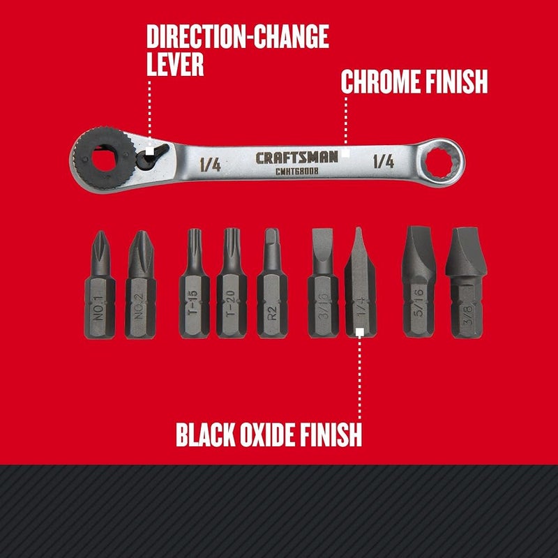 CRAFTSMAN Screwdriver Set, Ratcheting, Multi-bit 10-Piece (CMHT68008) - Image 3