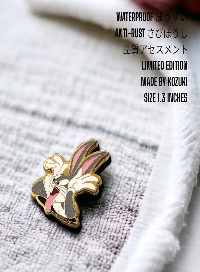 KOZUKI Bugs Cartoon Bunny Pin Enamel Bunny Enamel Pin Cartoon Enamel Pin Bunny badge Cartoon Hard Enamel Pin Brooch Fashion Badge Metal Enamel Pins and Brooches for Lapel Pin Backpack Bags Badge Collar Jewelry (BUGSGOLD) - Image 2