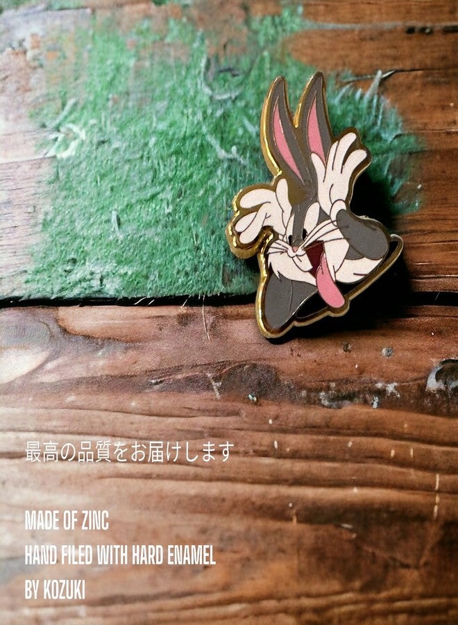 KOZUKI Bugs Cartoon Bunny Pin Enamel Bunny Enamel Pin Cartoon Enamel Pin Bunny badge Cartoon Hard Enamel Pin Brooch Fashion Badge Metal Enamel Pins and Brooches for Lapel Pin Backpack Bags Badge Collar Jewelry (BUGSGOLD) - Image 3