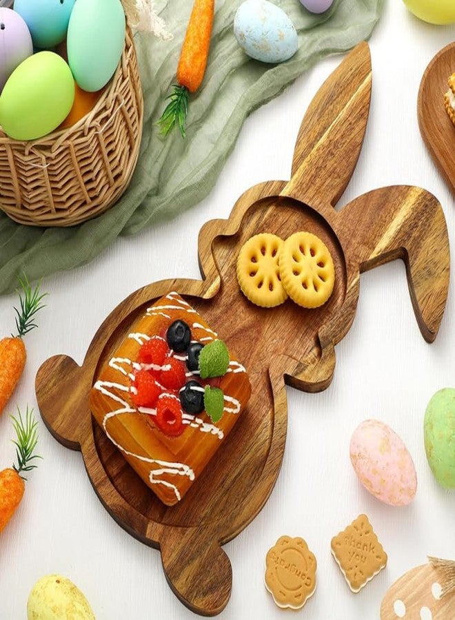 NIYANGLE Easter Bunny Tray, Rabbit Shaped Charcuterie Board Wood Dessert Serving Plate Kitchen Appetizer Tray Cheese Board Sushi Fruits Snacks Platter Easter Decor - Image 2