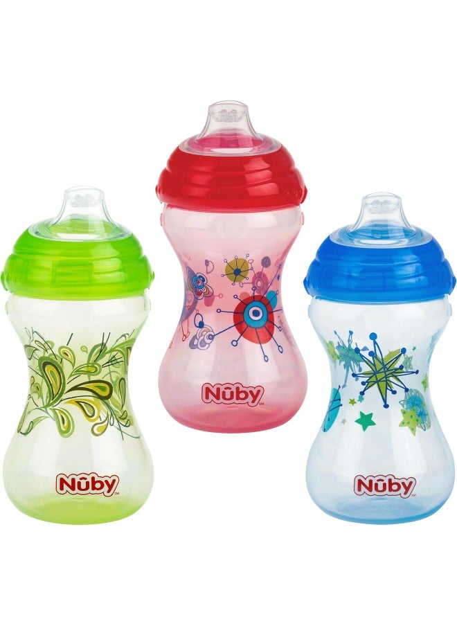 Nuby - Nuby 3pk No Spill Pinpoint Soft Spout Clik-It, Boy, 10 Oz - Image 1