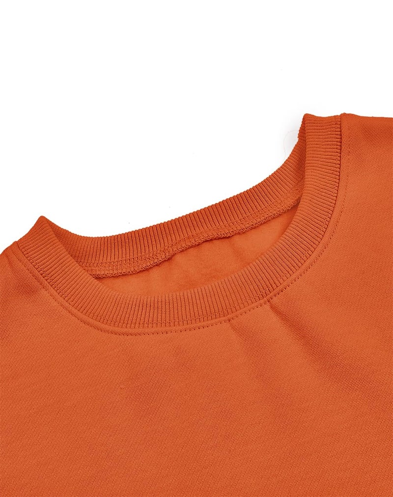 Joywayco Women's Long Sleeve Round Neck Cropped Sweatshirts Cute Loose Fit Pullover Tops (US, Alpha, Large, Regular, Regular, Orange) - Image 4