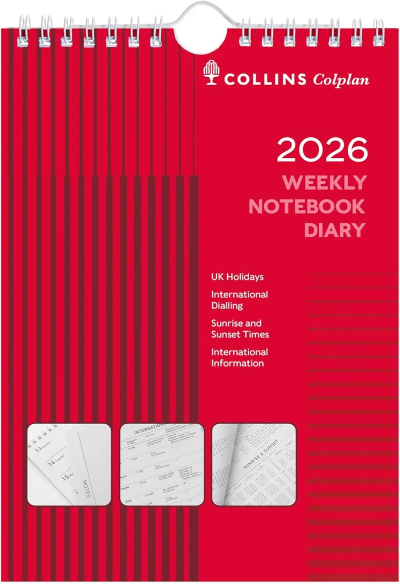 Collins Collins - Colplan - 2026 12 Month Calendar Year A5 Weekly Notebook Planner - Red (60-26)