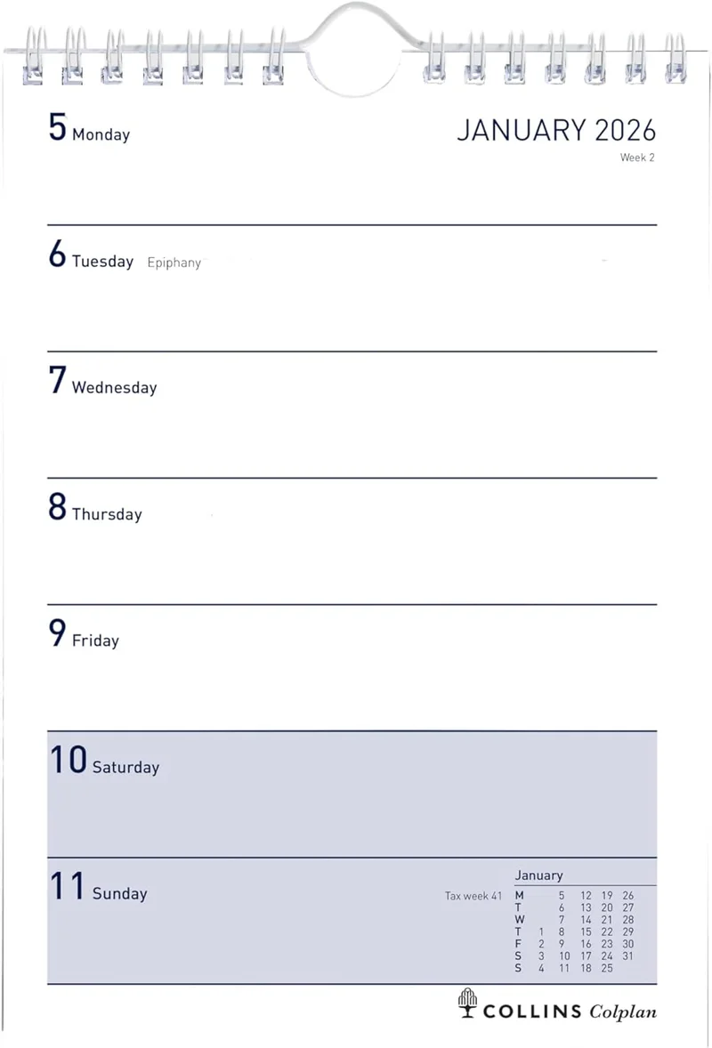 Collins Collins - Colplan - 2026 12 Month Calendar Year A5 Weekly Notebook Planner - Red (60-26)