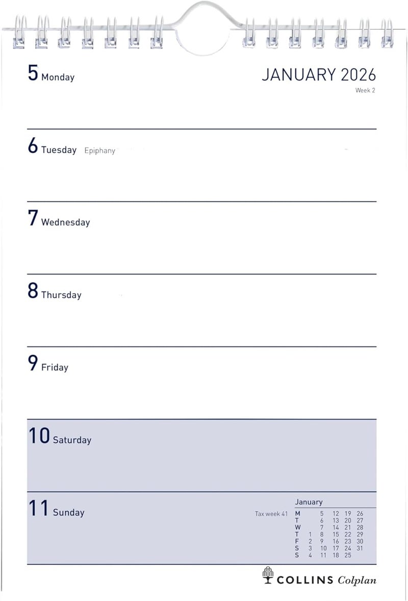 Collins - Colplan - 2026 12 Month Calendar Year A5 Weekly Notebook Planner - Red (60-26) - Image 2