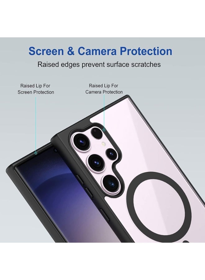 Compatible for Samsung Galaxy S23 Ultra Case Slim Thin Magnetic Case Shock Absorption Anti-Scratch Hard Back Crystal Case Cell Phone Cover Compatible with Samsung Galaxy S23 Ultra(Black) - Image 4