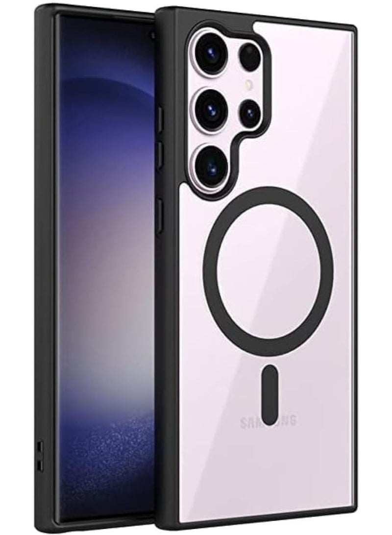 Compatible for Samsung Galaxy S23 Ultra Case Slim Thin Magnetic Case Shock Absorption Anti-Scratch Hard Back Crystal Case Cell Phone Cover Compatible with Samsung Galaxy S23 Ultra(Black) - Image 1