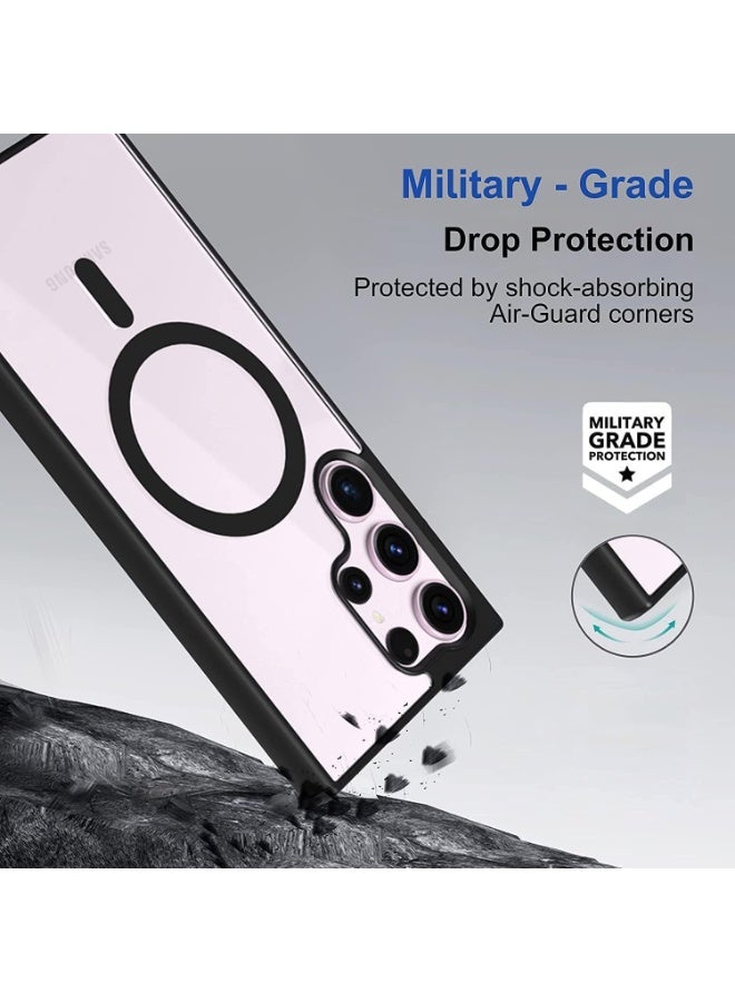 Compatible for Samsung Galaxy S23 Ultra Case Slim Thin Magnetic Case Shock Absorption Anti-Scratch Hard Back Crystal Case Cell Phone Cover Compatible with Samsung Galaxy S23 Ultra(Black) - Image 3