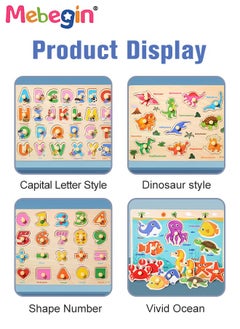 MEBEGIN 4 Pack Wooden Peg Puzzles Set, Preschool Learning Puzzles with 4 Different Themes, Educational Learning Puzzles Toys, Montessori Toy, Easy for Toddler to Grasp, Perfect for Helping Kids Develop Intelligence and Build Early Learning Skills  - Image 3