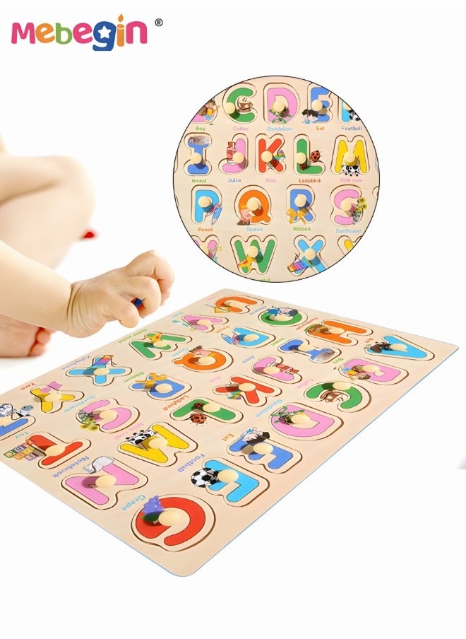 MEBEGIN - 4 Pack Wooden Peg Puzzles Set, Preschool Learning Puzzles with 4 Different Themes, Educational Learning Puzzles Toys, Montessori Toy, Easy for Toddler to Grasp, Perfect for Helping Kids Develop Intelligence and Build Early Learning Skills - Image 1