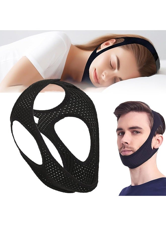 HS Anti Snoring Chin Strap For Men And Women, Anti Snoring Devices Ajustable Stop Snoring Solution, Snore Stopper Chin Straps Snore Reducing Snore Relief Sleep AIDS For Snoring Sleeping Mouth Breather - Image 1
