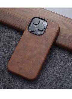 Generic For iPhone 16 Pro Max Leather Case, Business Luxury Classic PU Leather Elegant Designer Men Cover Soft Non-Slip Grip Phone Cases for iPhone 16 Pro Max (Brown)  - Image 2