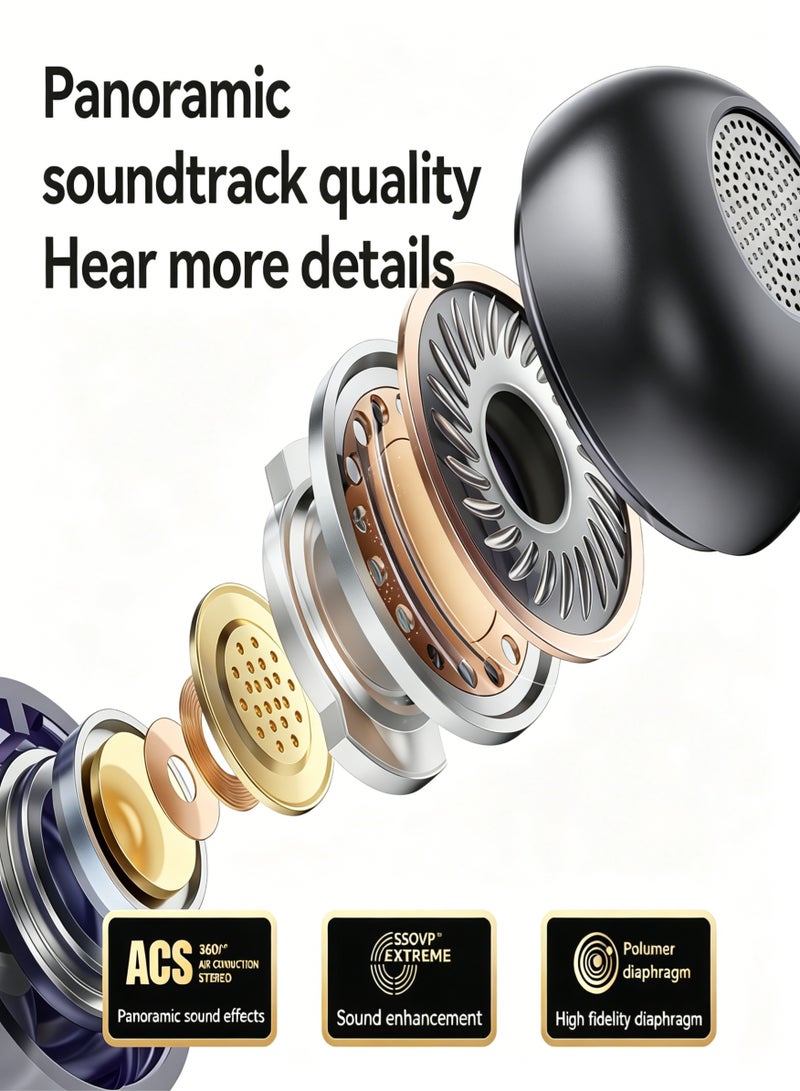 Open Ear Earbuds Wireless Bluetooth 5.4, Lightweight Open Ear Headphones with C-Shaped Bridge,Slim Hook,24H Battery,Waterproof,forBusiness and Workouts (Black) - Image 3