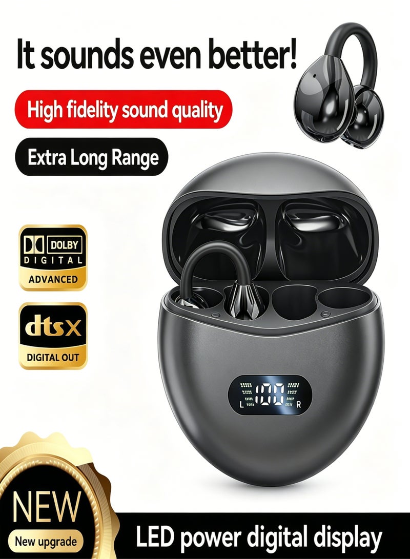 Open Ear Earbuds Wireless Bluetooth 5.4, Lightweight Open Ear Headphones with C-Shaped Bridge,Slim Hook,24H Battery,Waterproof,forBusiness and Workouts (Black) - Image 4