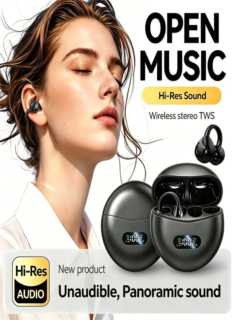Open Ear Earbuds Wireless Bluetooth 5.4, Lightweight Open Ear Headphones with C-Shaped Bridge,Slim Hook,24H Battery,Waterproof,forBusiness and Workouts (Black) - Image 5