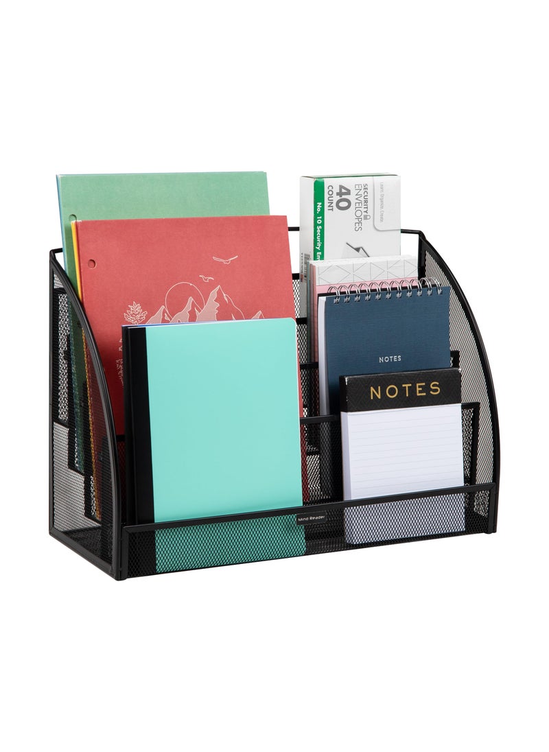 Mind Reader Mind Reader 4Tier Mail Sorter Desktop Organizer File Storage Magazine Office Metal Mesh 1775 L x 7 W x 1225 H Black 4 Pocket Horizontal 