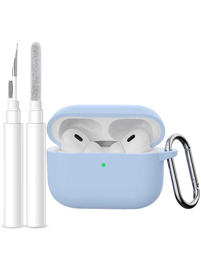 Tersely [2 in 1] Silicone Case Cover with Cleaner Kit for AirPods Pro 3,Supports Wireless Charging, Protective Skin with Carabiner Shockproof Protection (Blue) - Image 1