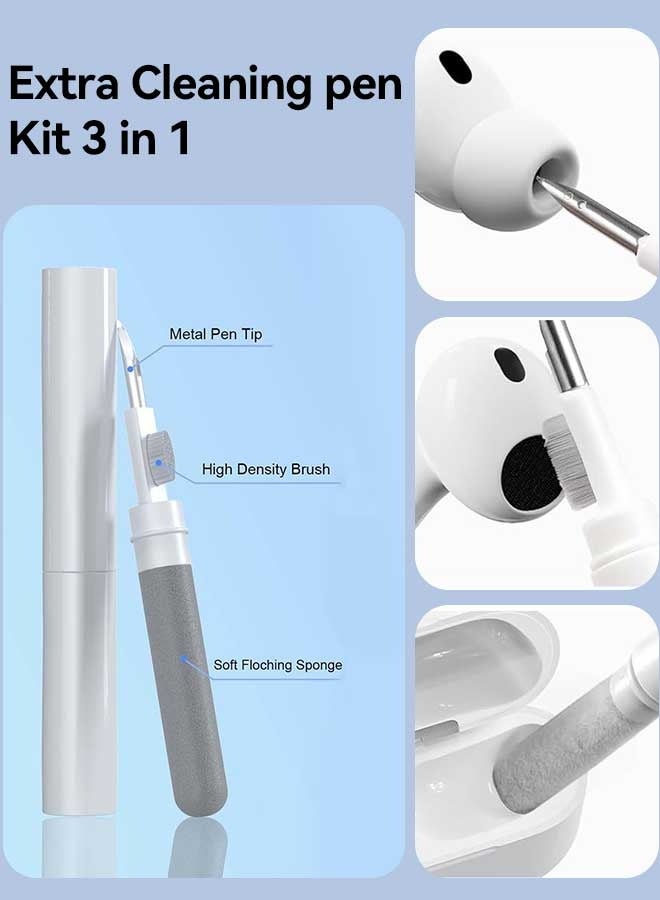 Tersely [2 in 1] Silicone Case Cover with Cleaner Kit for AirPods Pro 3,Supports Wireless Charging, Protective Skin with Carabiner Shockproof Protection (Blue) - Image 3