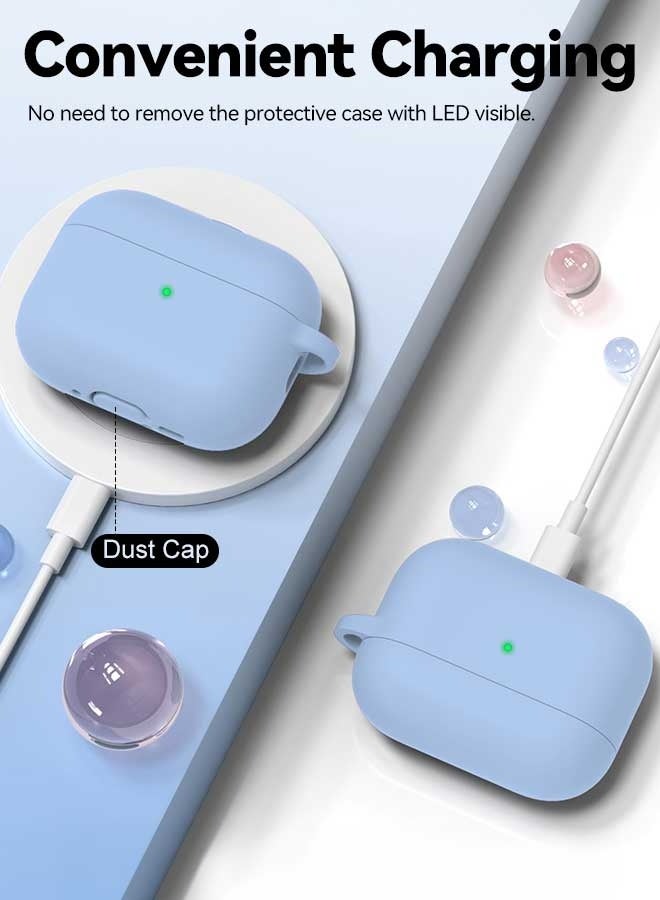 Tersely [2 in 1] Silicone Case Cover with Cleaner Kit for AirPods Pro 3,Supports Wireless Charging, Protective Skin with Carabiner Shockproof Protection (Blue) - Image 4