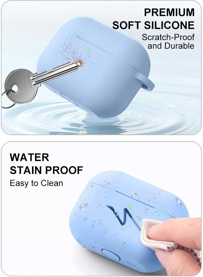Tersely [2 in 1] Silicone Case Cover with Cleaner Kit for AirPods Pro 3,Supports Wireless Charging, Protective Skin with Carabiner Shockproof Protection (Blue) - Image 5