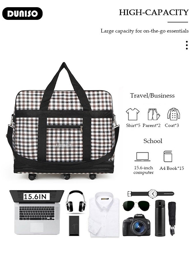 DUNISO Rolling Duffel Bag with Wheels Waterproof Travel Oxford Fabric Luggage Bag Expandable Foldable Durable Travel Duffel Bag for Men Women  - Image 3