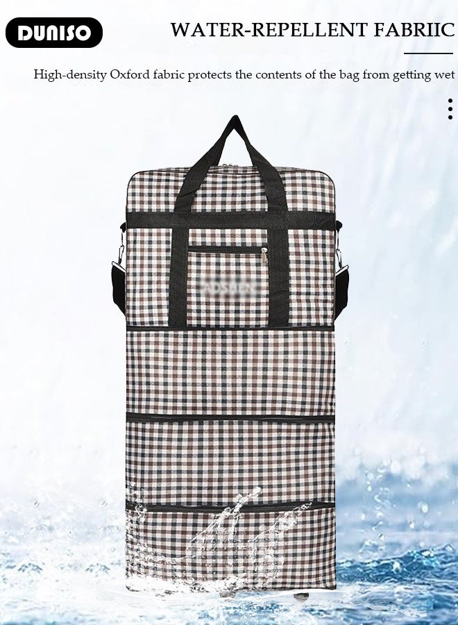 DUNISO Rolling Duffel Bag with Wheels Waterproof Travel Oxford Fabric Luggage Bag Expandable Foldable Durable Travel Duffel Bag for Men Women  - Image 5