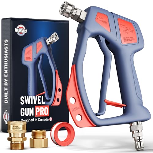 McKillans® Swivel Gun Pro - Swivel High Pressure Water Handle with 3/8" Male Plug and 1/4” Quick Connector Coupler - Power Washer Gun Compatible with Foam Cannon - Nozzle Tips Holder - Image 1
