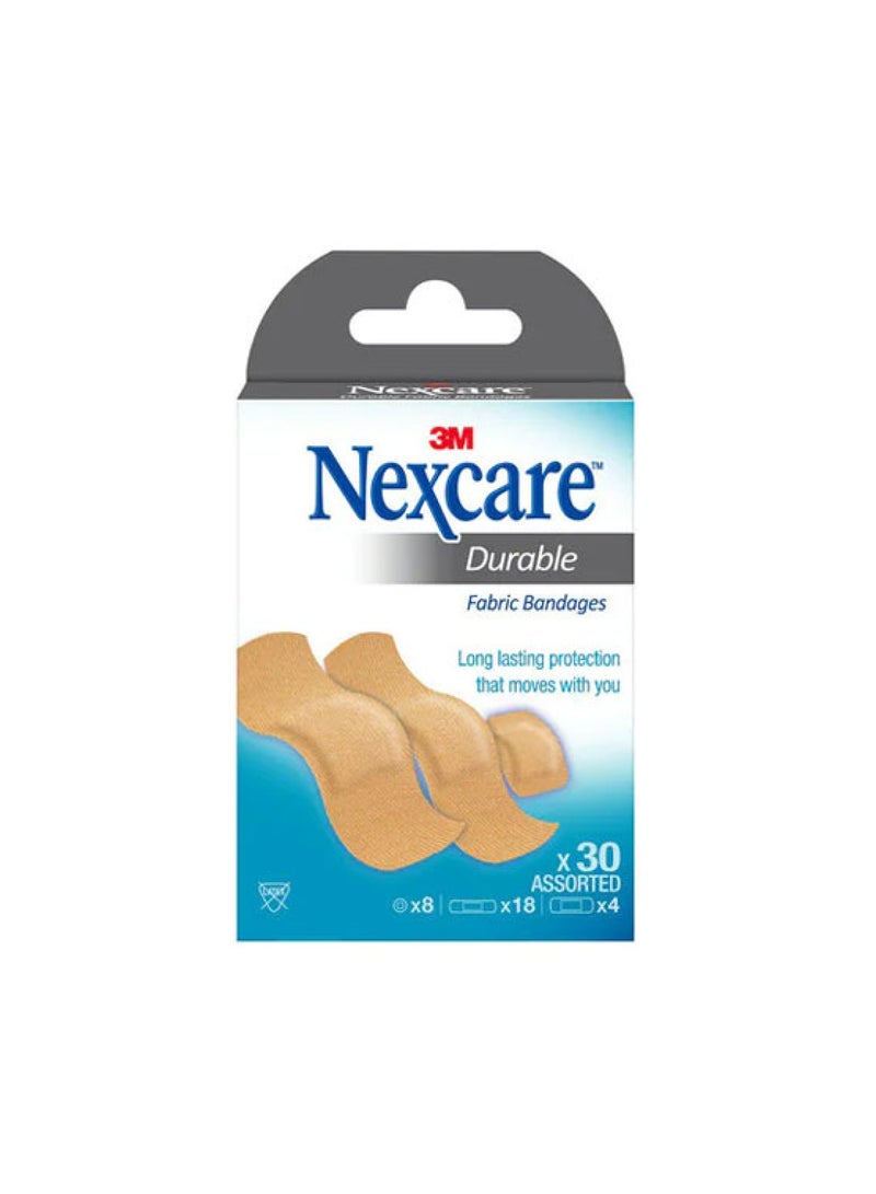 3M (Pack of 3 )Durable Fabric Bandages – Assorted Size – 30 Bandages