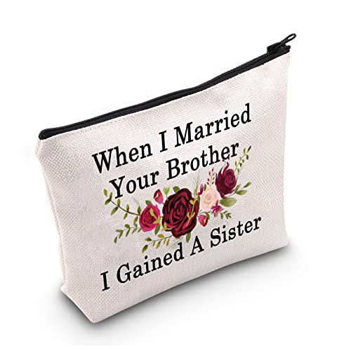 LEVLO Best Sister in law Gifts When I Married Your Brother I Gained A Sister Makeup Bags Grooms Sister Gifts Gained A Sister2 - Image 2