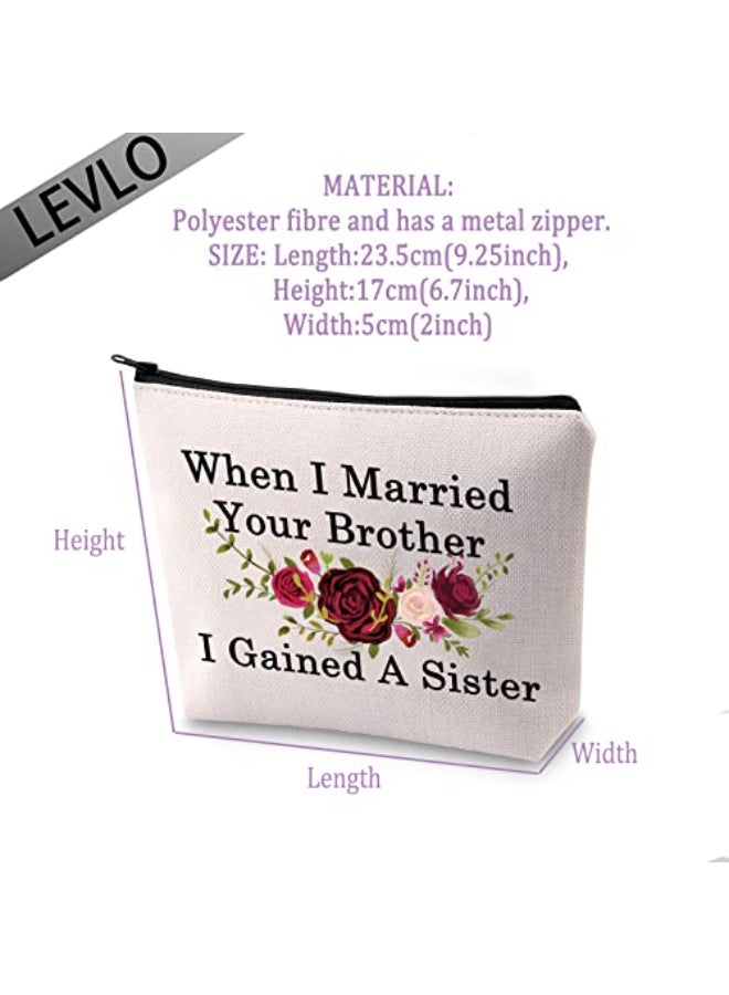 LEVLO Best Sister in law Gifts When I Married Your Brother I Gained A Sister Makeup Bags Grooms Sister Gifts Gained A Sister2 - Image 4