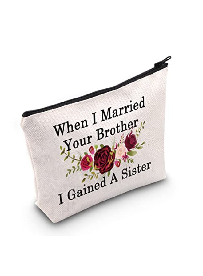 LEVLO Best Sister in law Gifts When I Married Your Brother I Gained A Sister Makeup Bags Grooms Sister Gifts Gained A Sister2 - Image 1