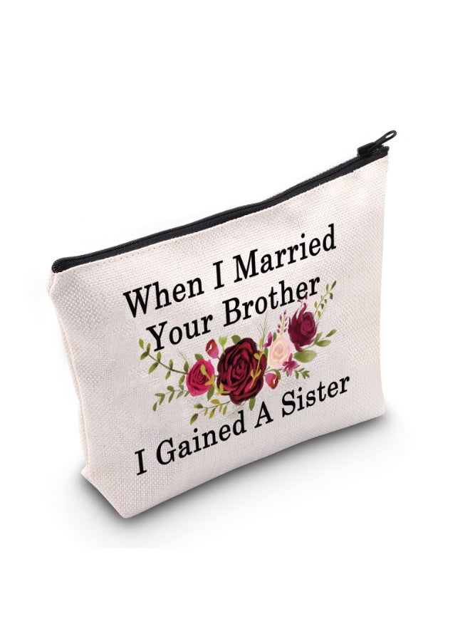 LEVLO Best Sister in law Gifts When I Married Your Brother I Gained A Sister Makeup Bags Grooms Sister Gifts Gained A Sister2 - Image 3