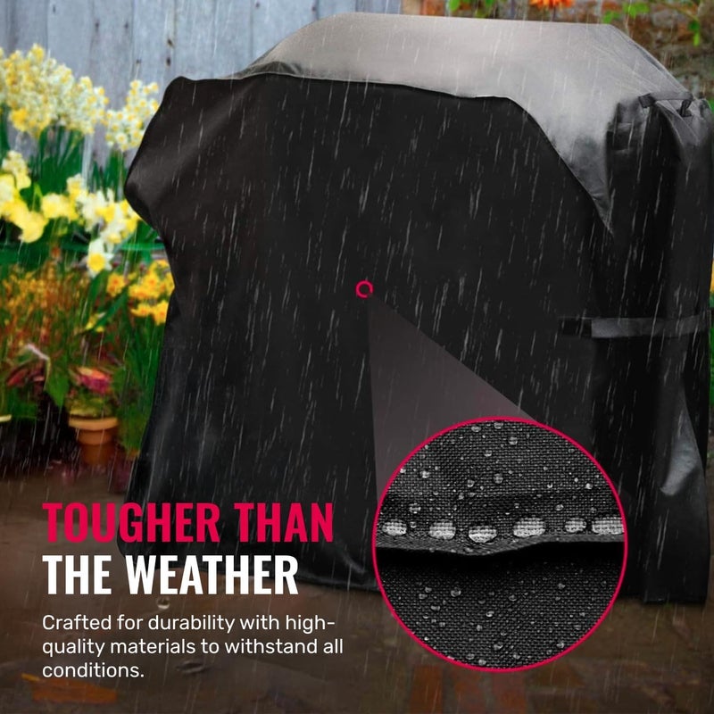 SCIENISH 170x61x117cm Waterproof BBQ Cover Outdoor UV Protection Rain Barbecue Grill Protector For Gas Charcoal Electric Barbeque Grill Black - Image 5
