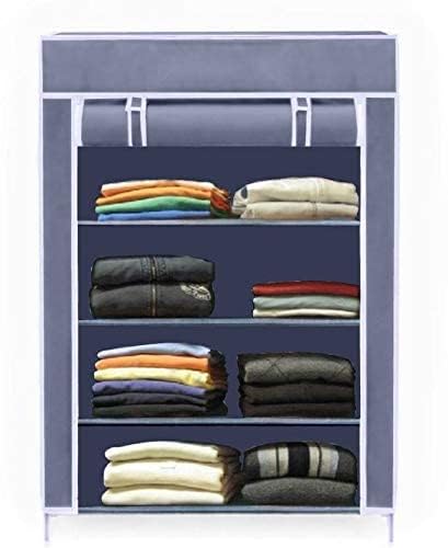 Ebee Plastic 4 Shelves Cloth Cabinet (Grey) - Image 1