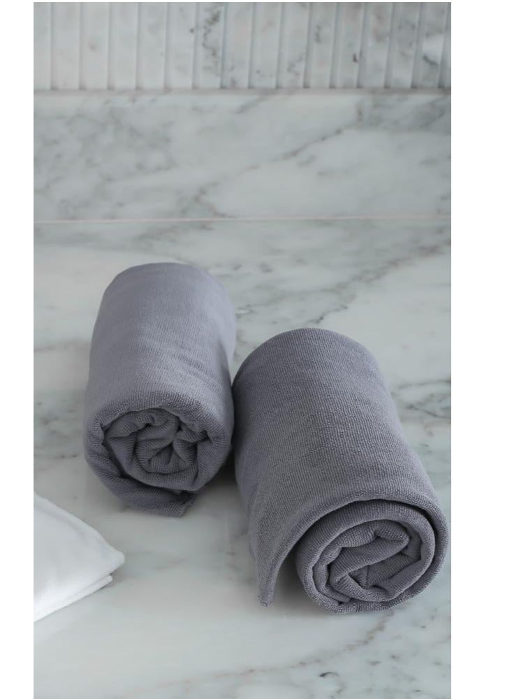 RJ Large Grey Bath Towel – 70×140 cm - Image 1