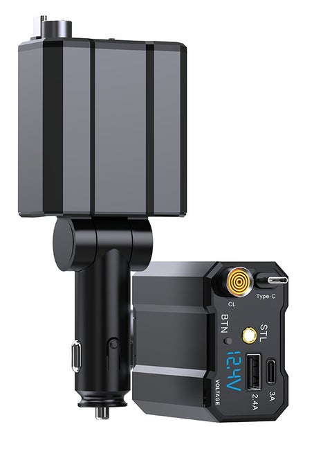 شاحن السيارة - محول سريع الشحن 5 في 1، تعريف ذكي، شحن سريع QC3.0، منفذ من النوع C+USB-A + نجمة إضاءة محيطة علوية وشاشة عرض الجهد - متوافق مع الآيفون والآيباد والجالاكسي - مخرجات قوية وآمنة ومتينة