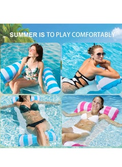 SYOSI Swimming Pool Float Hammock, 2 Pack Pink and Lightblue 4-in-1 Multi-Purpose Hammock Inflatable Pool Float Fun Backyard Swimming Pool Saddle Chair Hammock Drifter for Adults and Kids  - Image 4